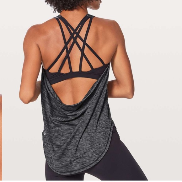 Lululemon Free To Be Serene Tank (2 In 1) Heathered Black- Size 2 - Picture 4 of 8